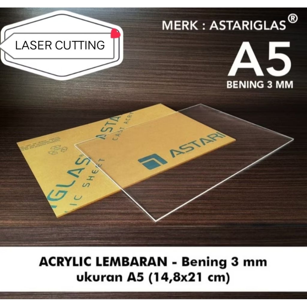

Akrilik Lembaran Bening Tebel 3mm Ukuran A5