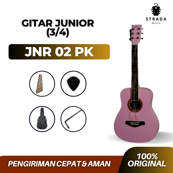 Gitar Akustik Elektrik Junior 3/4  JNR 02 PK Warna Pink Ringan Cocok Untuk Pemula Suara Jernih Origi