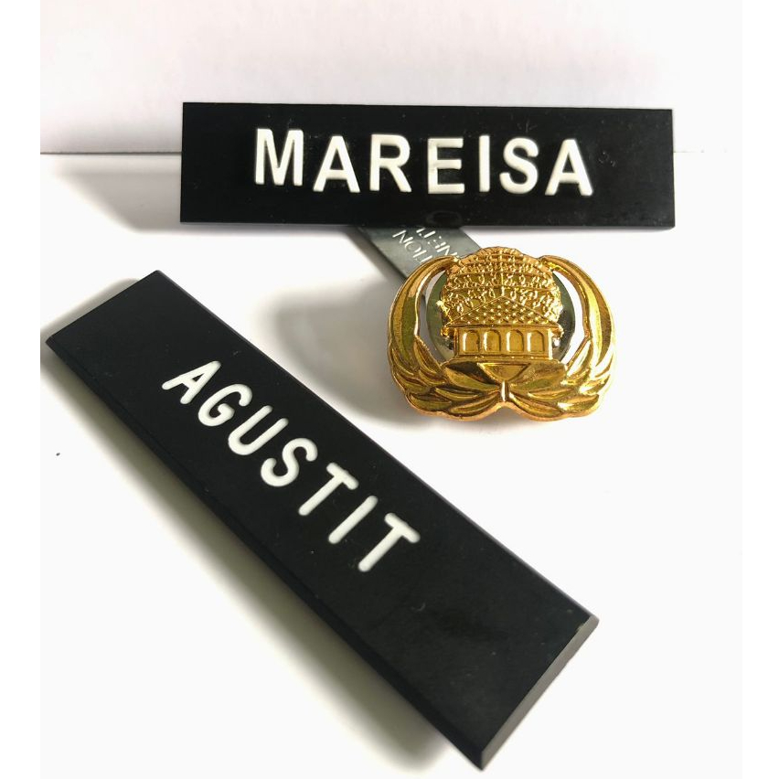 

Paket nametag / nama dada timbul / grafir dan pin kopri asn