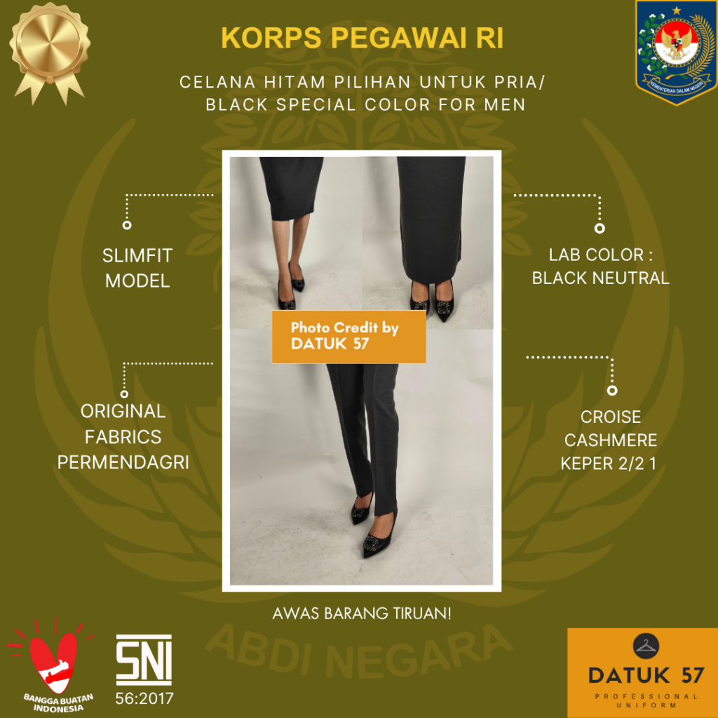 [BAWAHAN] Datuk 57 Premium Asli : Celana/Rok Seragam PDH Dinas ASN PNS PPPK Pemda Guru Kemendagri Wa