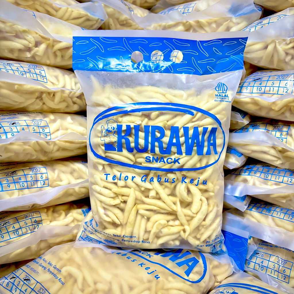 

1 kantong telor gabus keju kurawa 300gram cemilam asin gurih