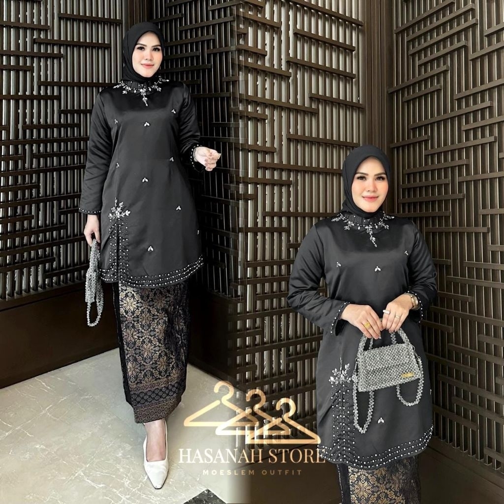 Kebaya Belah Samping Bahan Satin / Kebaya Modern / Set Kebaya Satin / Atasan dan Bawahan / Kebaya Pe