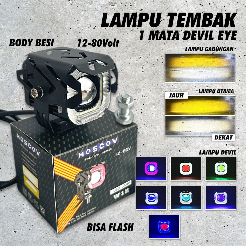 LAMPU Foglamp Projie Biled MINI Shroud Senja Devil Eye Full Besi 1 Mata 30W W1Z PRO MOSCOW Lampu Kab