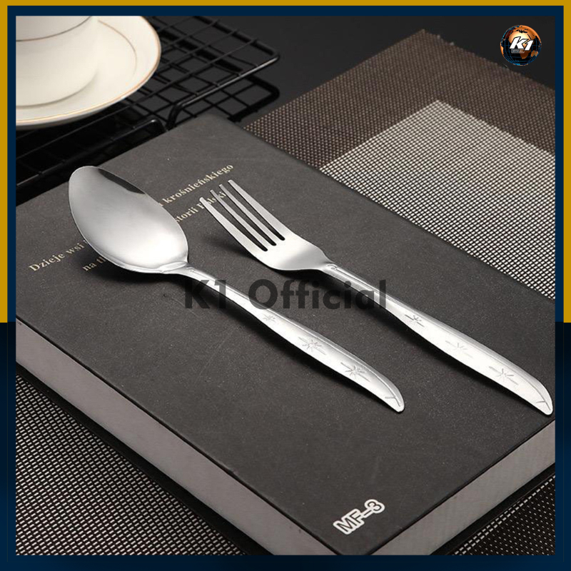 K1-SENDOK GARPU MAKAN 1 LUSIN (ISI 12 PCS)STAINLESS STEEL GAGANG PANJANG GSF 888/SENDOK GARPU GSF 30