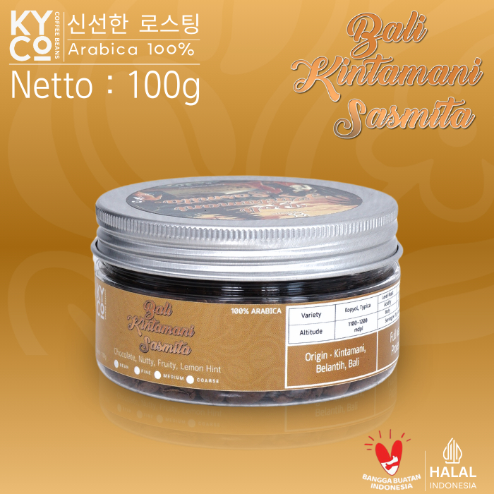 

Biji Kopi Arabika Bali Kintamani Sasmita 100 gram - Full Wash Grade 1 | Roast Beant | Kintamani | Medium Roast | Kiyowo Coffee Roastery