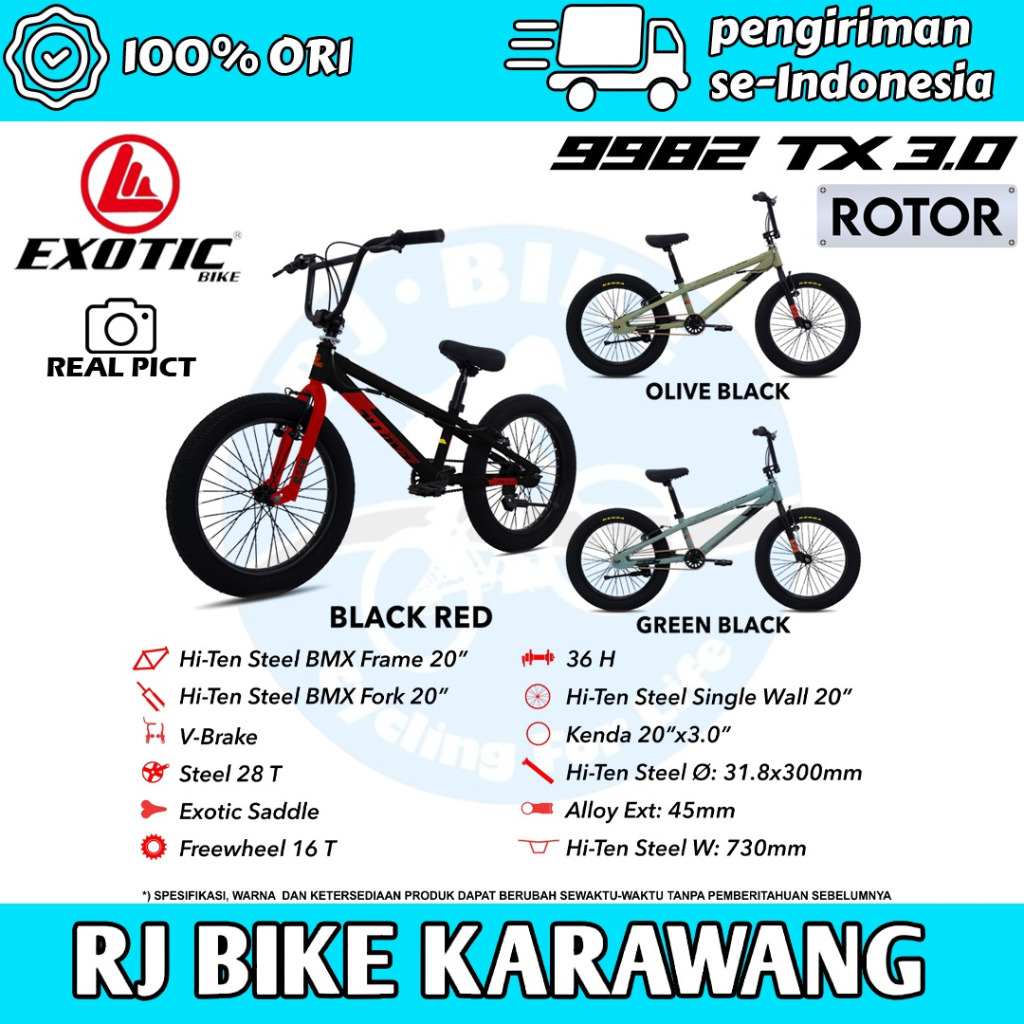 SEPEDA ANAK LAKI 20" EXOTIC BMX 9982TX 3.0 BAN BESAR ROTOR