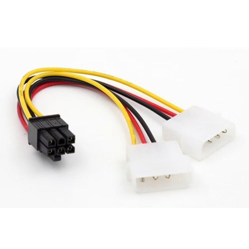 DUAL MOLEX 4 PIN MALE TO MOLEX 6 PIN FEMALE PCIE UNTUK VGA