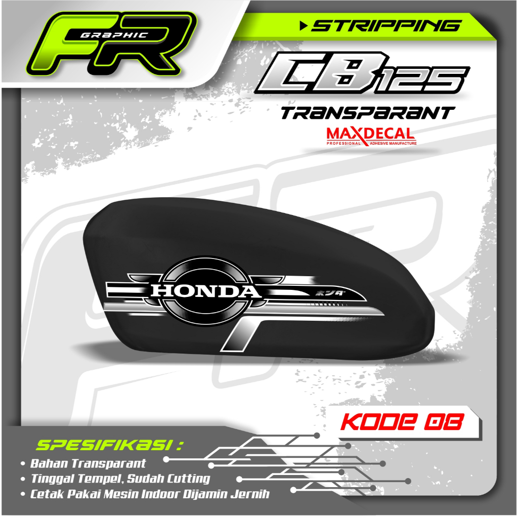 STIKER TANGKI CB POLOS CB BATIK STRIPING CB 125 CB 100 CB GLATIK  KODE 08