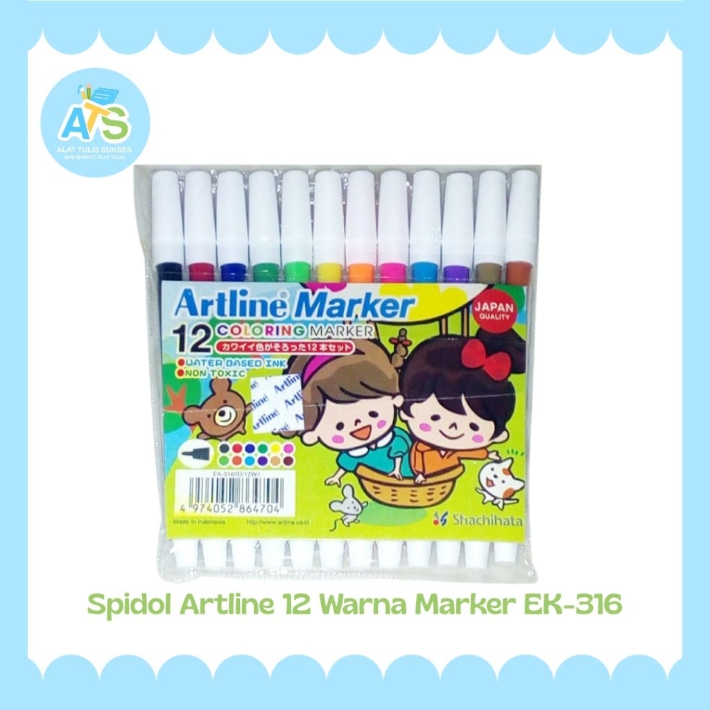 

spidol artline 12 warna marker ek-316