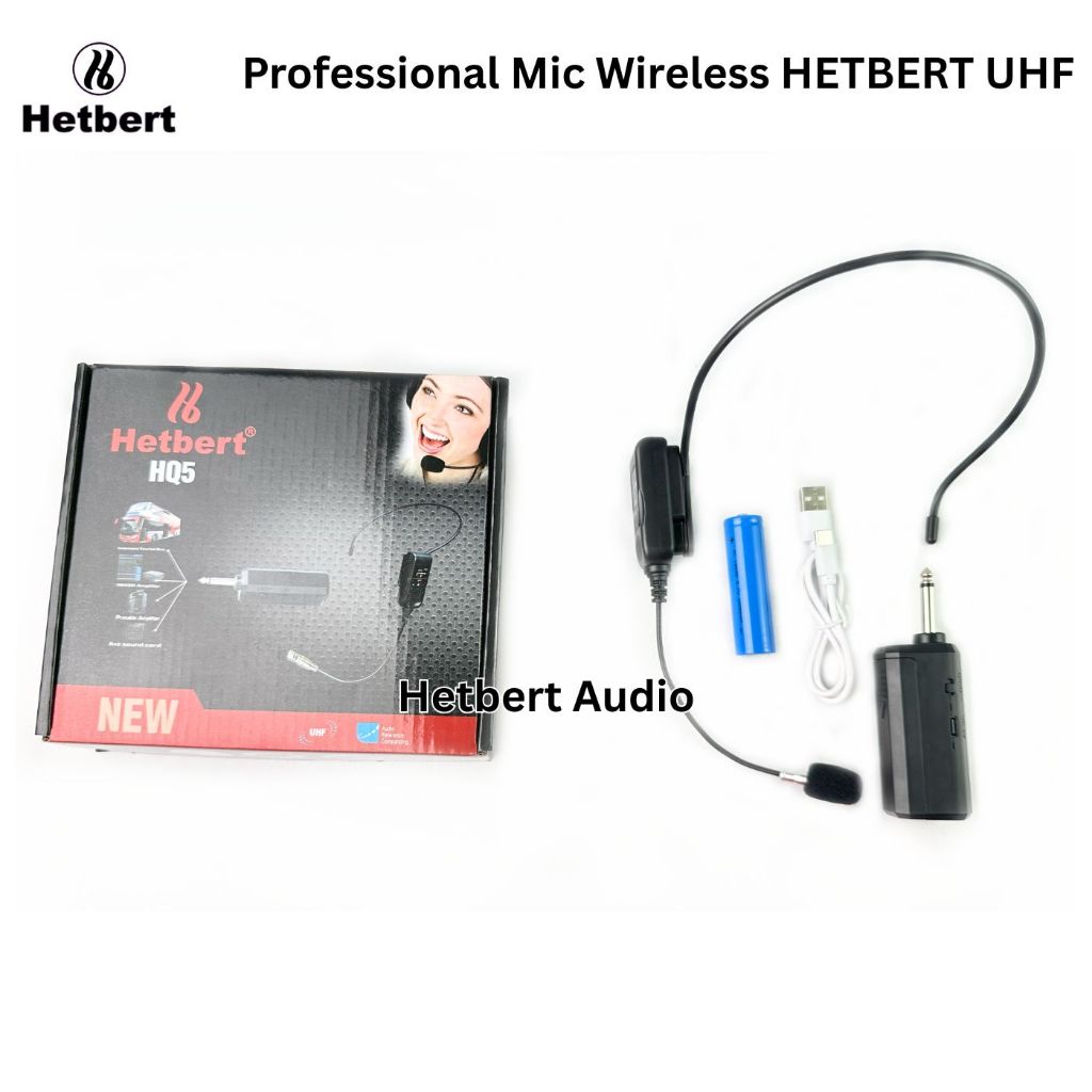 Mic Wireless Bandul Hetbert UHF HQ5 Bandol Microphone Wireless | Mikropon Hetbert MIK Telinga Jepit