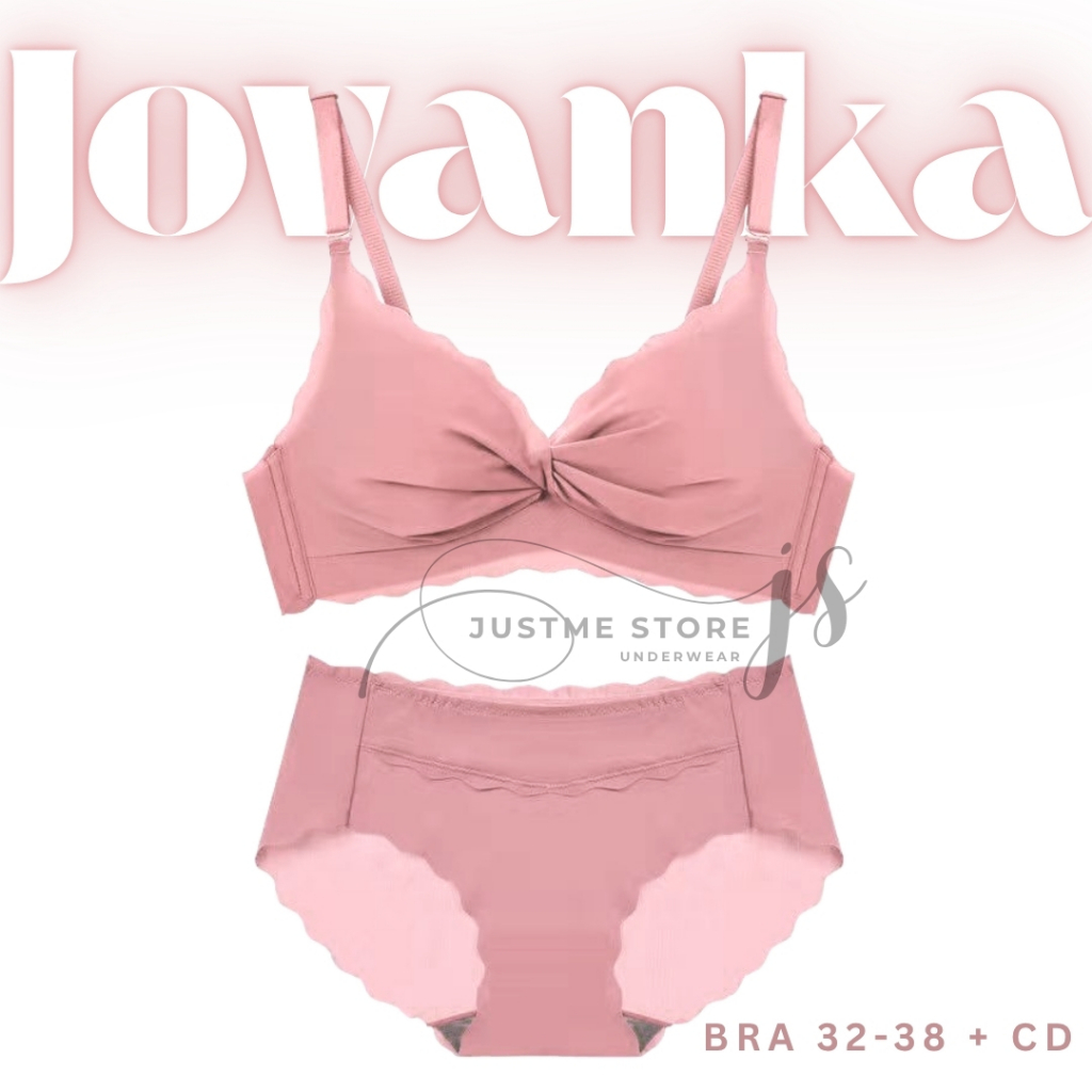 JOVANKA Bra Set (BRA + CD) Seamless Tanpa Kawat PushUp Size 32-38 Cup AB Pakaian Dalam Wanita JUSTME