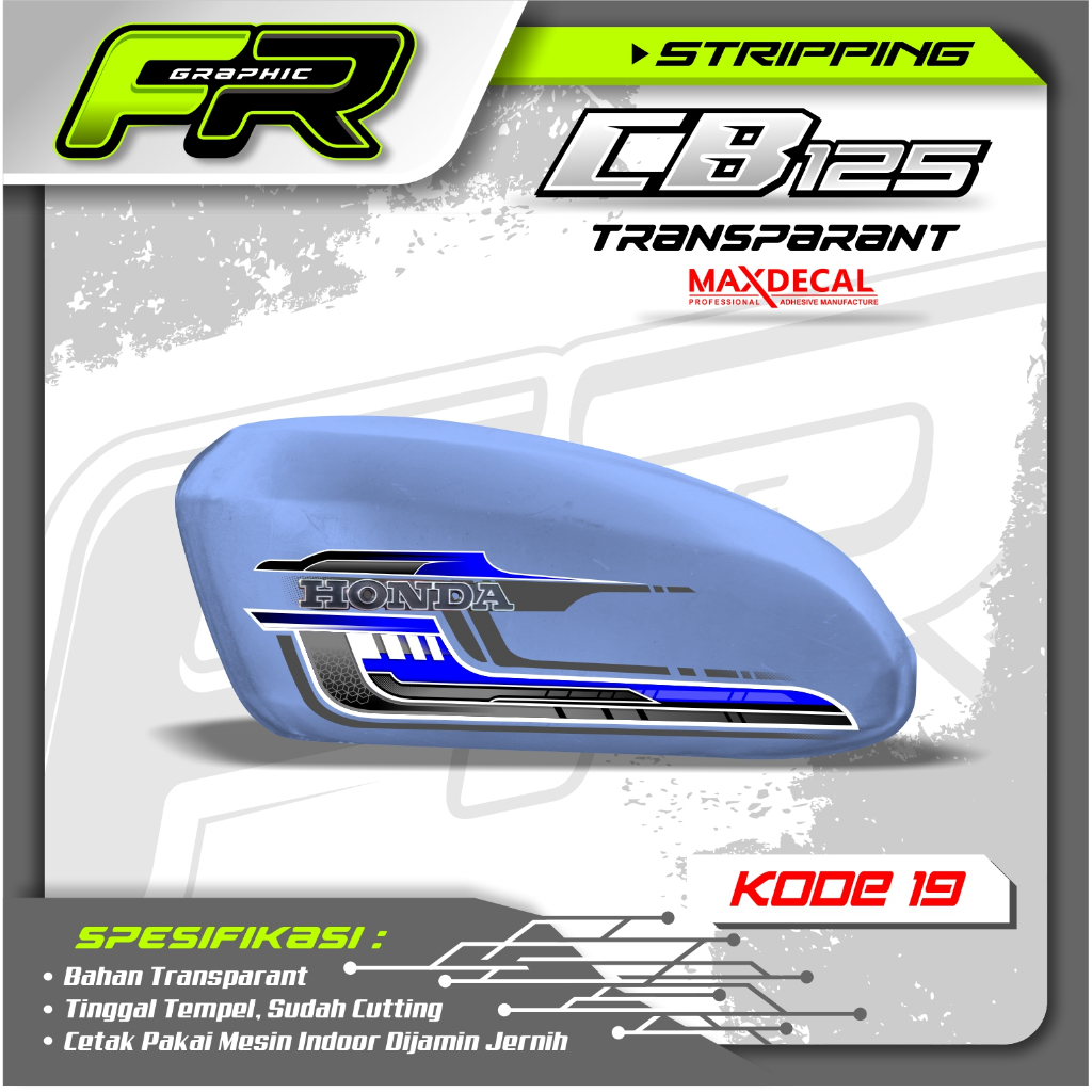STIKER TANGKI CB POLOS CB BATIK STRIPING CB 125 CB 100 CB GLATIK  KODE 19