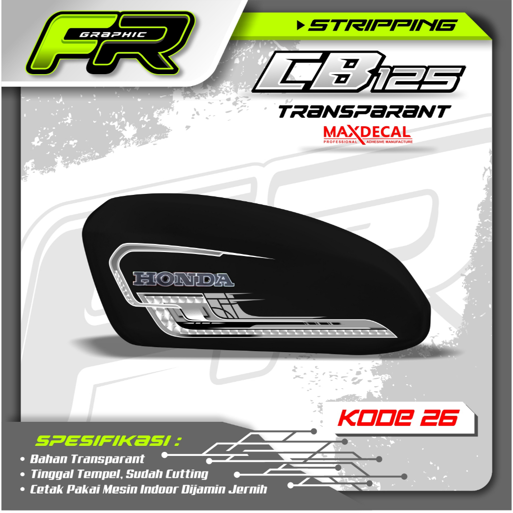 STIKER TANGKI CB POLOS CB BATIK STRIPING CB 125 CB 100 CB GLATIK  KODE 26