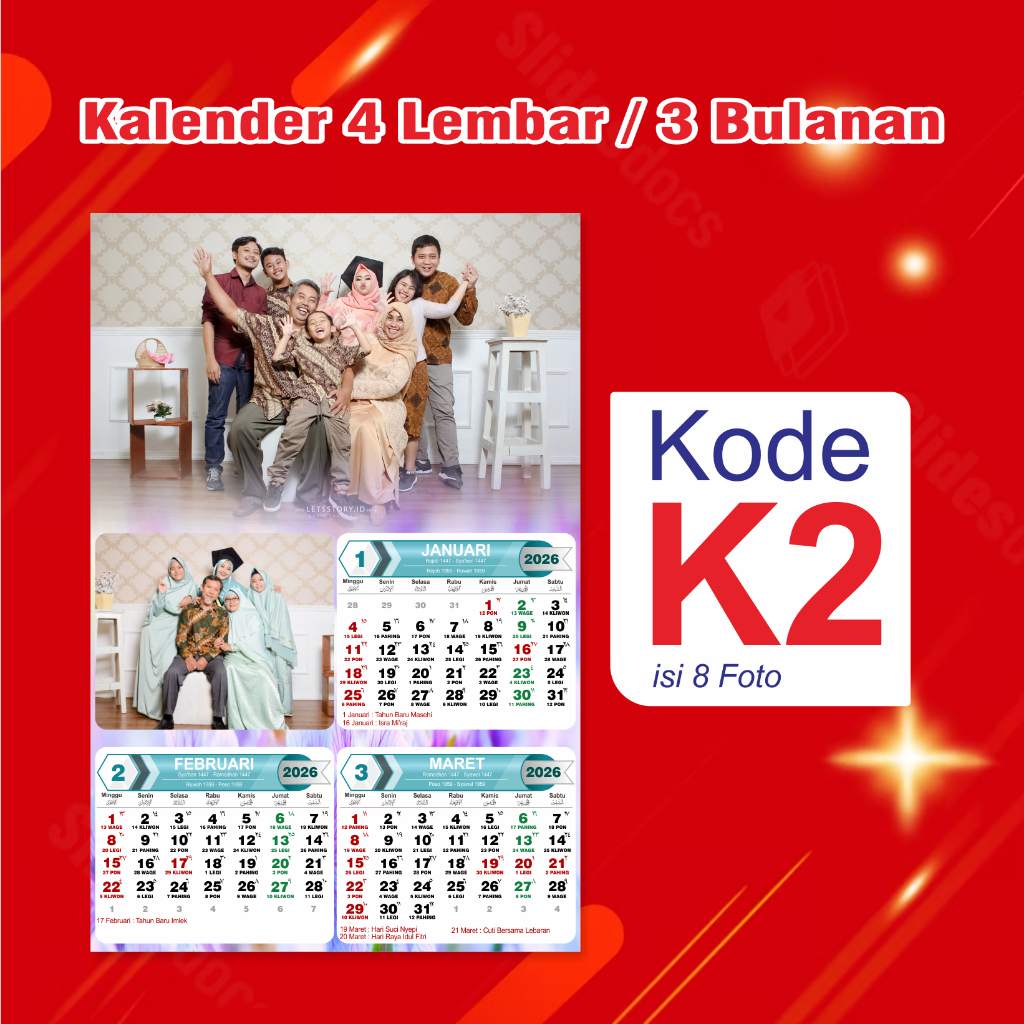 

KALENDER DINDING ISI 4 LEMBAR | KALENDER DINDING 2026 | KALENDER FOTO | KALENDER CUSTOM
