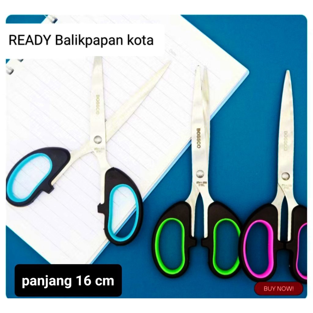 

Gunting stainless steel (1pcs) BOSSCO 6.5" panjang 16 cm warna random