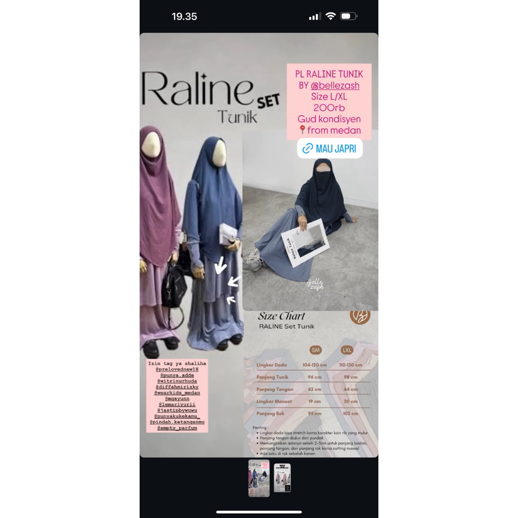 PRELOVED RALINE SET TUNIK BELLEZASH