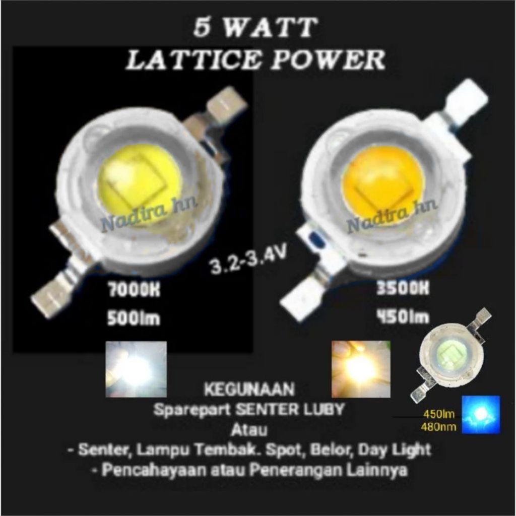 /klik 4x Led 5W Lattice Power hpl super bright /senter dony luby(sesuaikan) penerangan diy