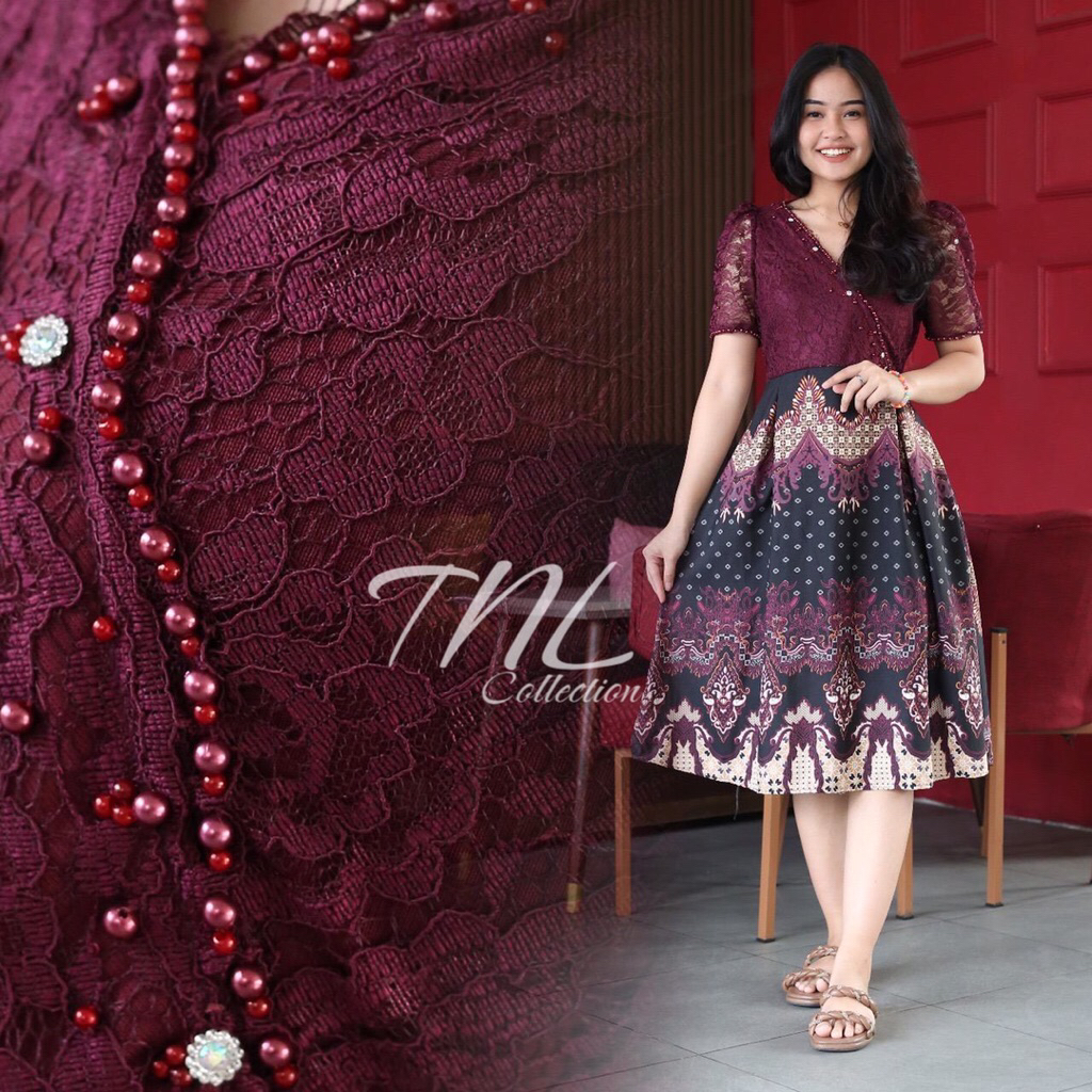 Dress Batik Casandra / Kebaya wanita / Dres Kebaya Batik Modern Kondangan Pesta Gereja Natal Couple