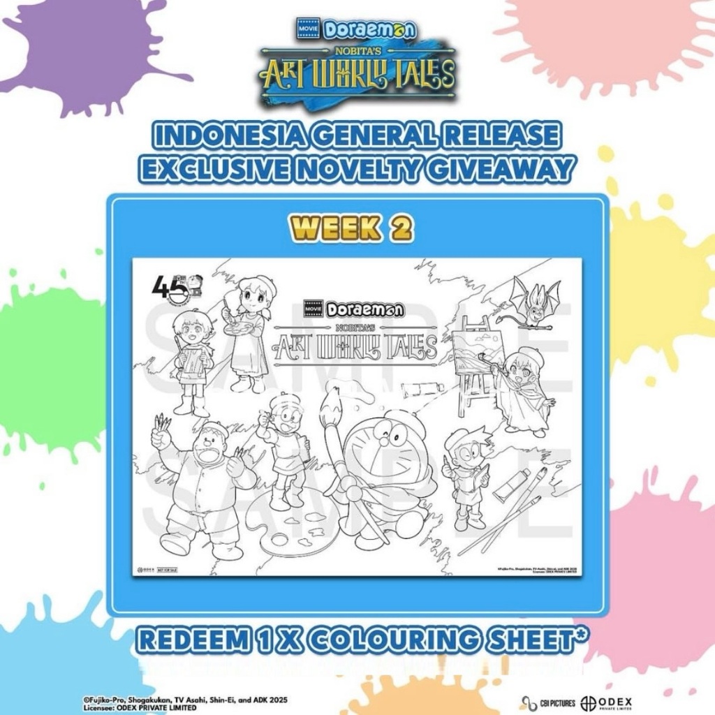 

Doraemon: Nobita's Art World Tales x CGV Official Colouring Sheet