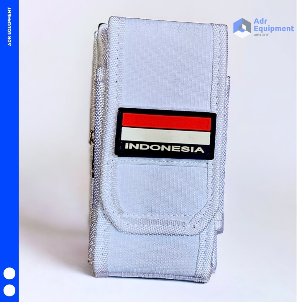 Sarung hp pinggang 2 slot resleting velcro perekat