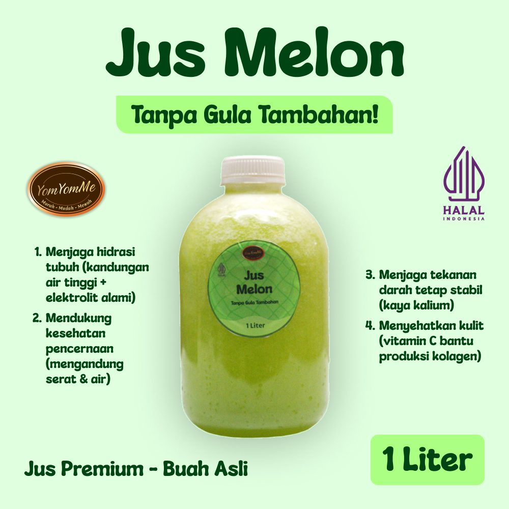 

YomYomMe Jus Melon 1L – Kental, Segar, Manis Alami, Buah Asli Tanpa Gula Tambahan
