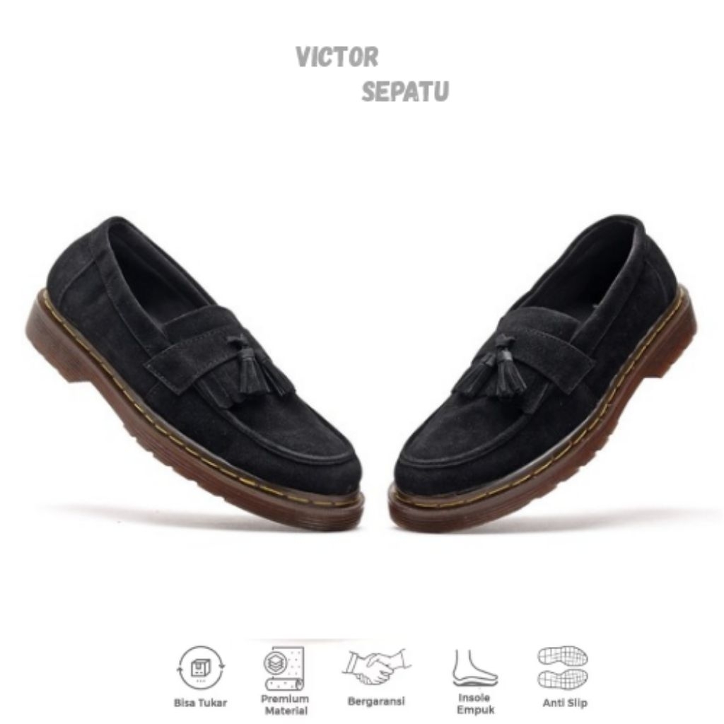 Victor Alonso Black - Victor Alonso Brown - Sepatu Slip On Formal Pria Pantofel Kerja Kantor Kuliah