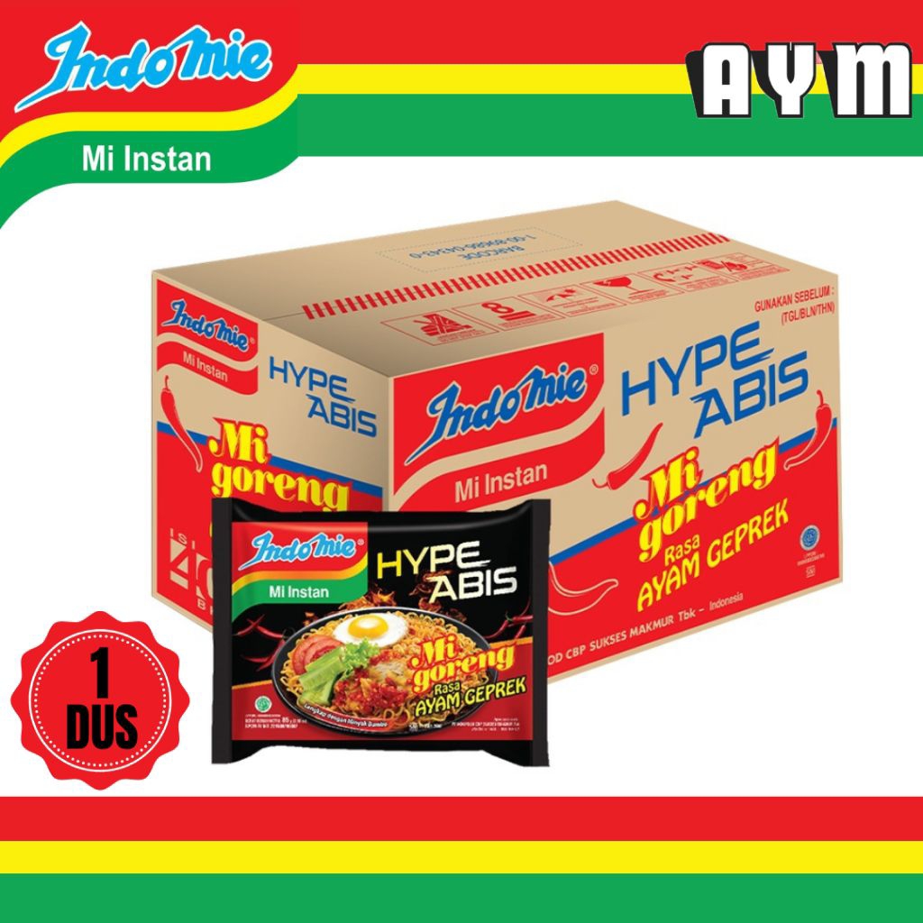 

INDOMIE MIE INSTANT HIPER ABIS MI GORENG RASA AYAM GEPREK (1 DUS)