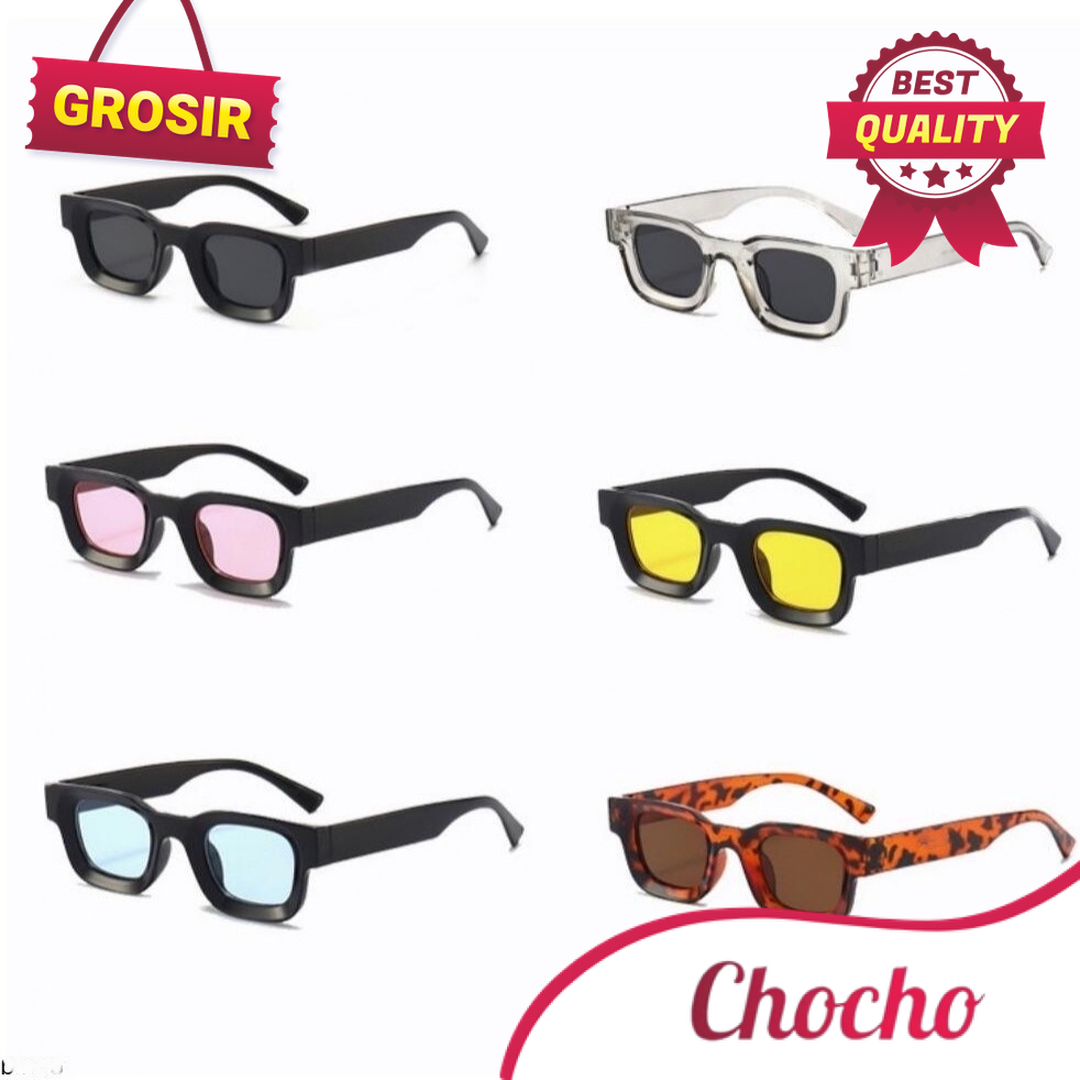 ALOY GROSIR "PROMO" PL-WW005 Kacamata Hitam UV400 Bingkai Kecil Persegi Gaya Vintage Untuk Pria Dan 