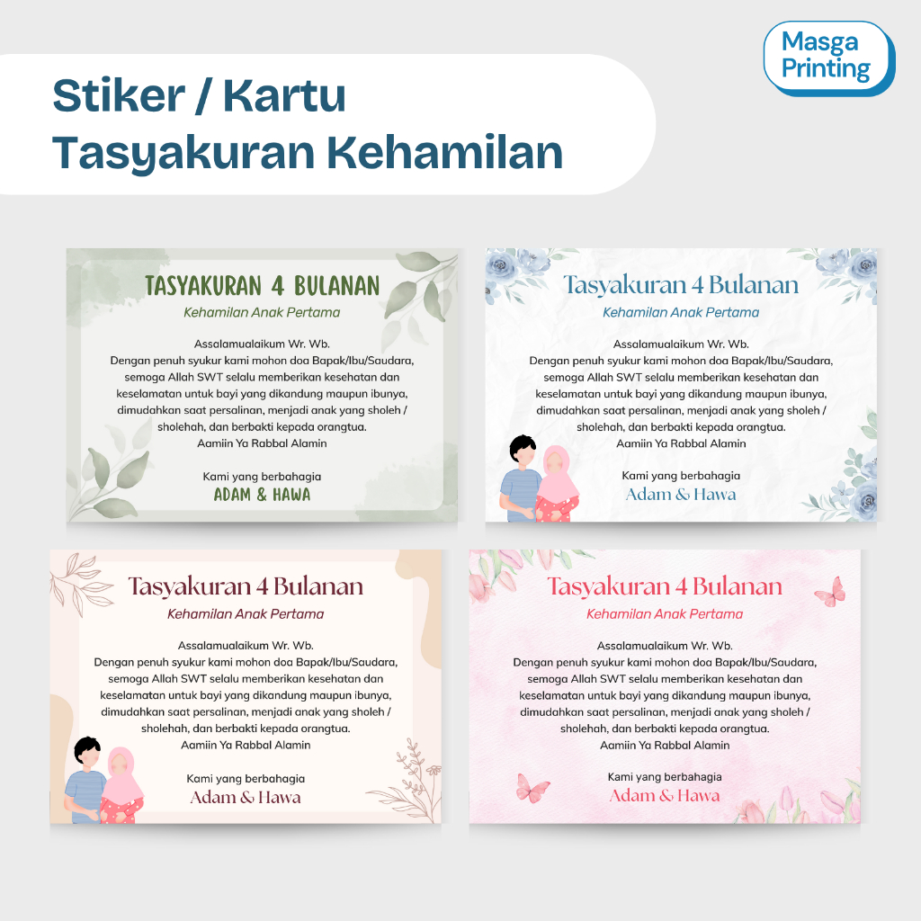 

[18 PCS] Stiker/Kartu Tasyakuran 4/7 Bulan Kehamilan, Label Acara Tasyakuran Kehamilan Ibu & Anak