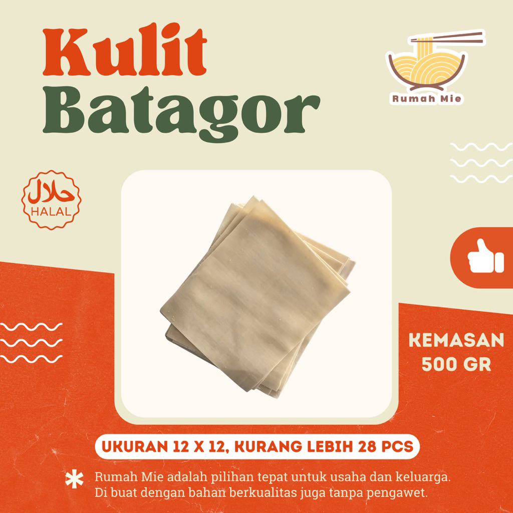 

Kulit Batagor | Batagor Bandung | Kulit Pangsit | Kulit Pangsit Halal (Kemasan 500) Ukuran 12 x 12 CM