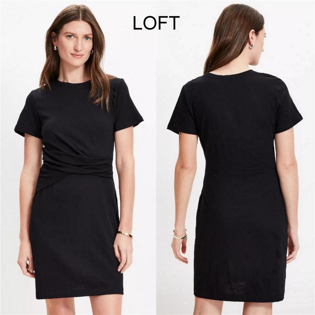 Mode Republic - Draped Mini Tee Dress - Business Casual Dress - Midi Dress Lengan Pendek Wanita Terb