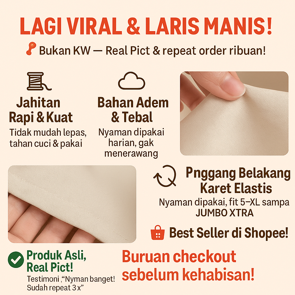 NEW Skort Wanita Jumbo XXL XXXL - Celana Rok Korea Highwaist Tebal Adem Daily & Kantoran