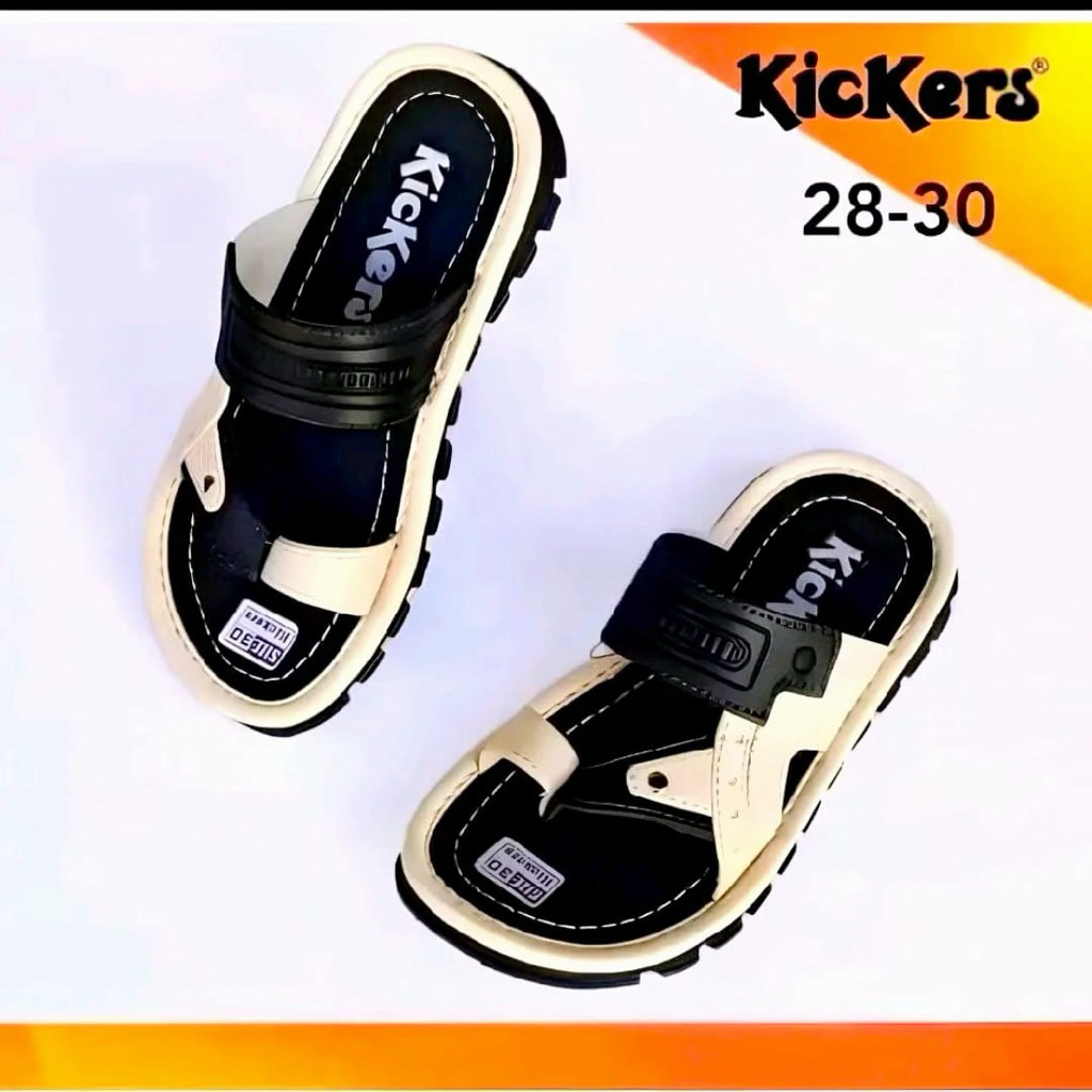 KICKERS - Sandal Kulit Anak Laki-Laki Japit Jempol Kekinian  / Sandal Anak Cowok Keren Empuk Selop J