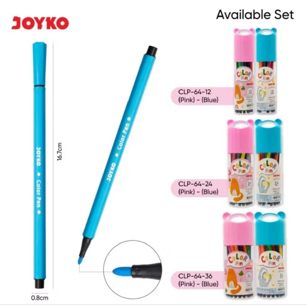 

Spidol Joyko/Color Pen Clp-064-12 warna ( 1 set )