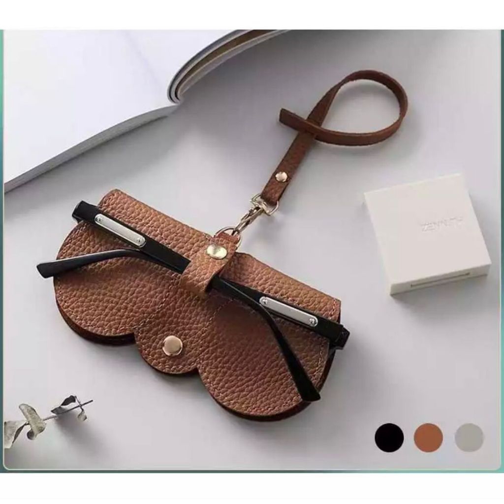 Pouch Kacamata Tempat Kacamata Gantung Bahan Kulit Sarung Kacamata