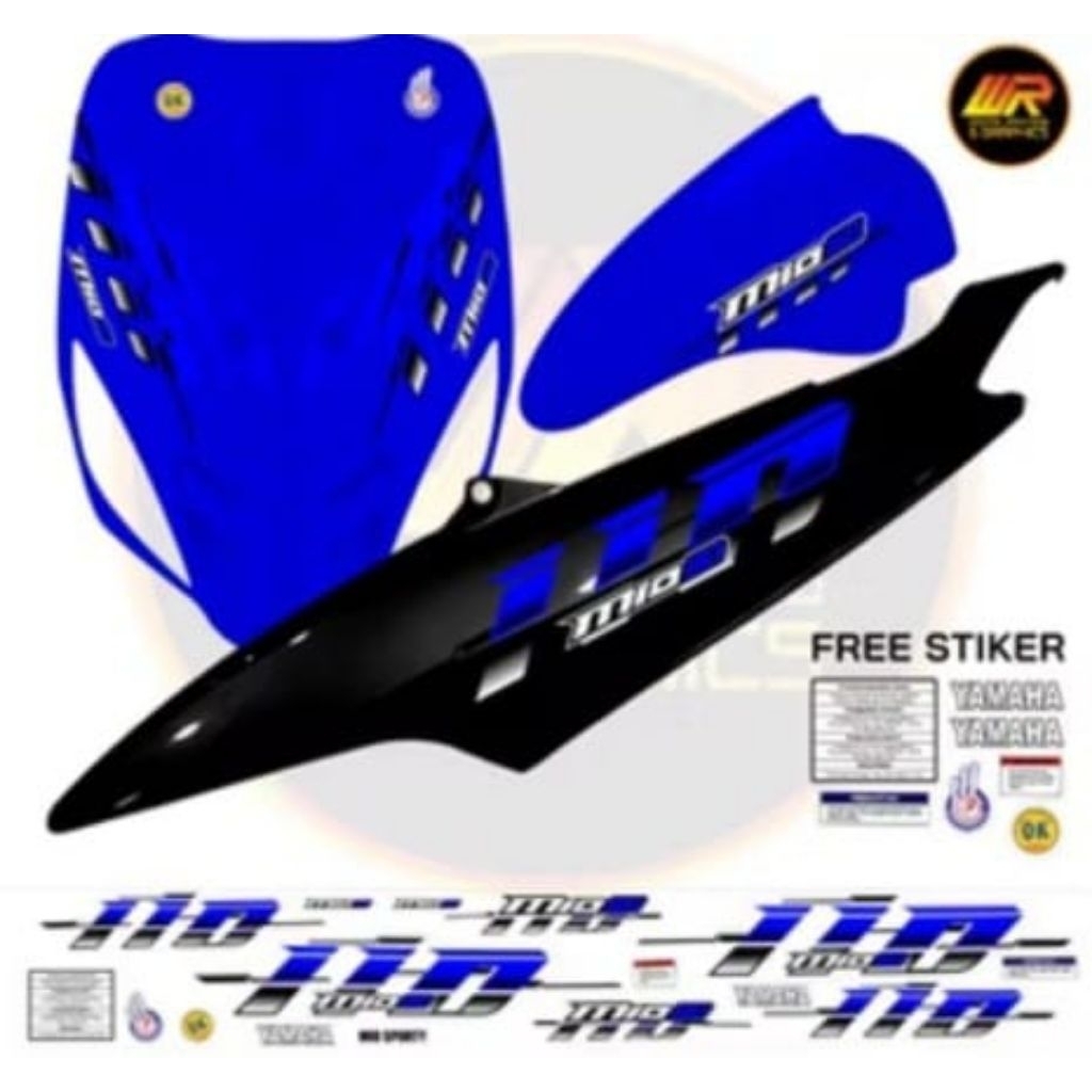 Body Set MIO SPORTY BIRU HITAM VIETNAM STYLE Bodi Halus Fulset Custom Striping Transparan