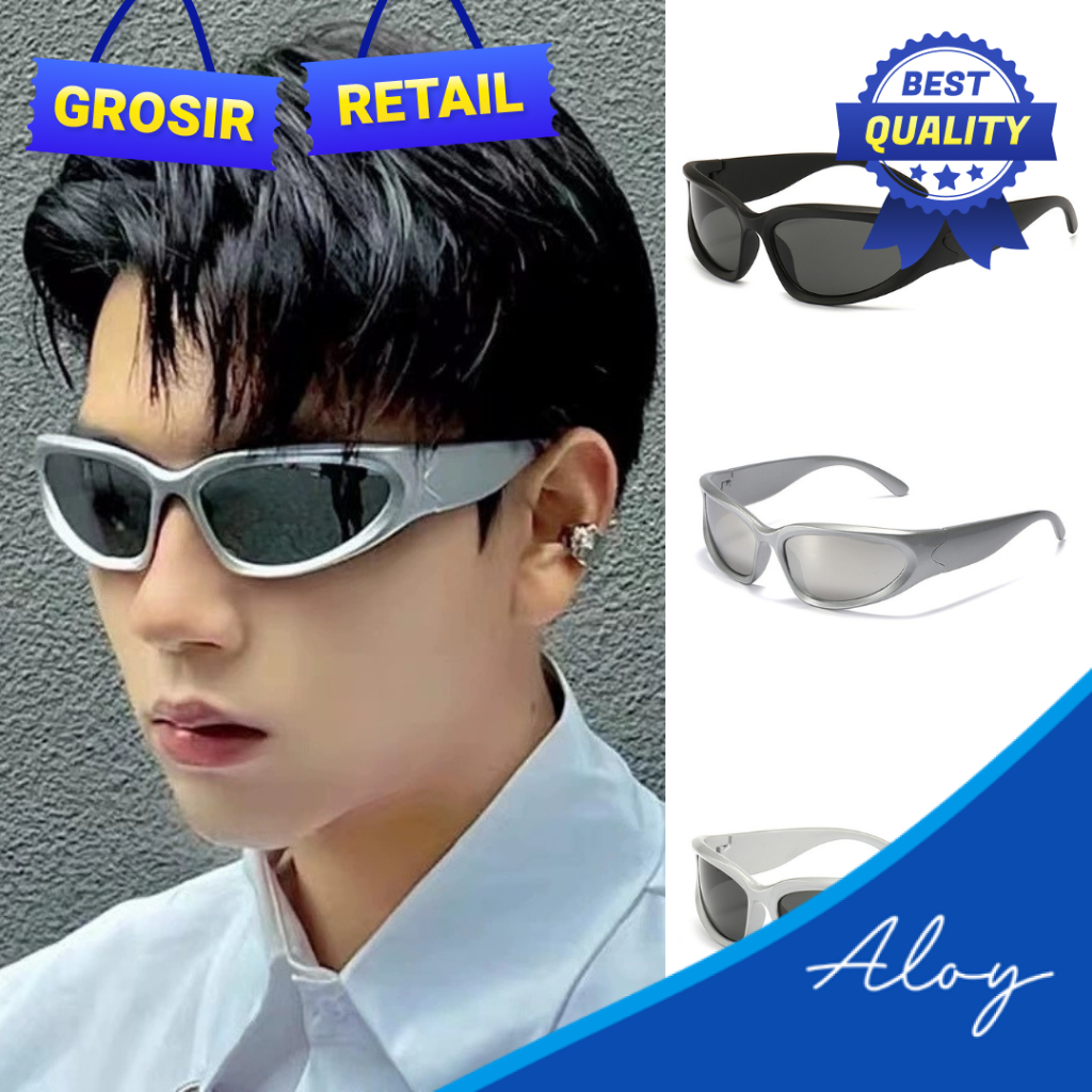 ALOY RETAIL PL-H019 Kacamata Steampunk Hitam Bersepeda Cyberpunk Hip Hop Punk GayaRetro EropaOlahrag