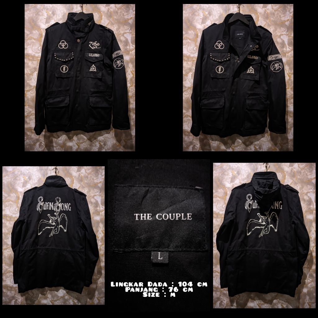 Jaket Parka Warna Led Zeppelin Hitam Merk The Couple Second Original.
