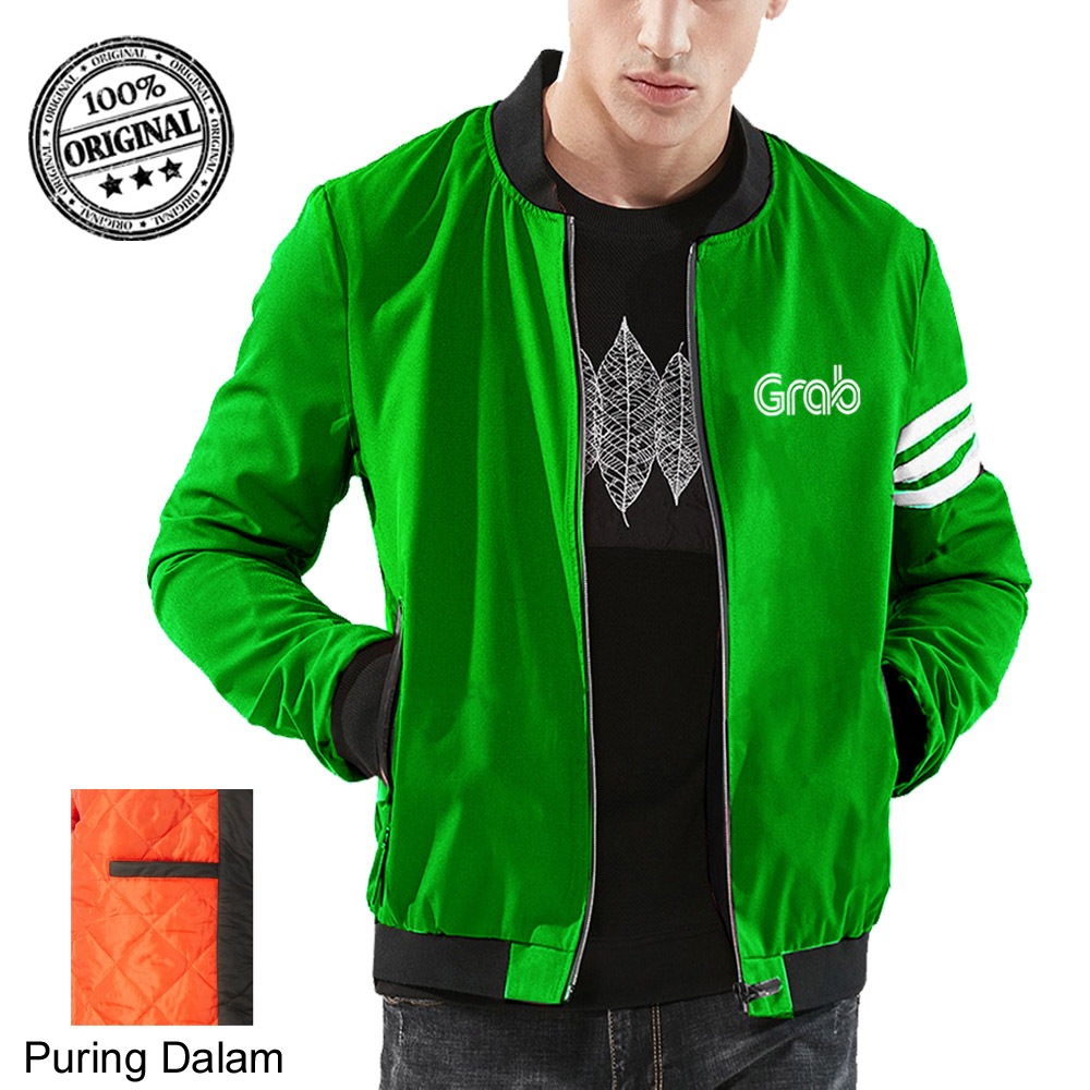 NEW PRODUK  Ready Stok Jaket Grab, Jaket Bomber List Grab, Jaket Terbaru, Original dan COD