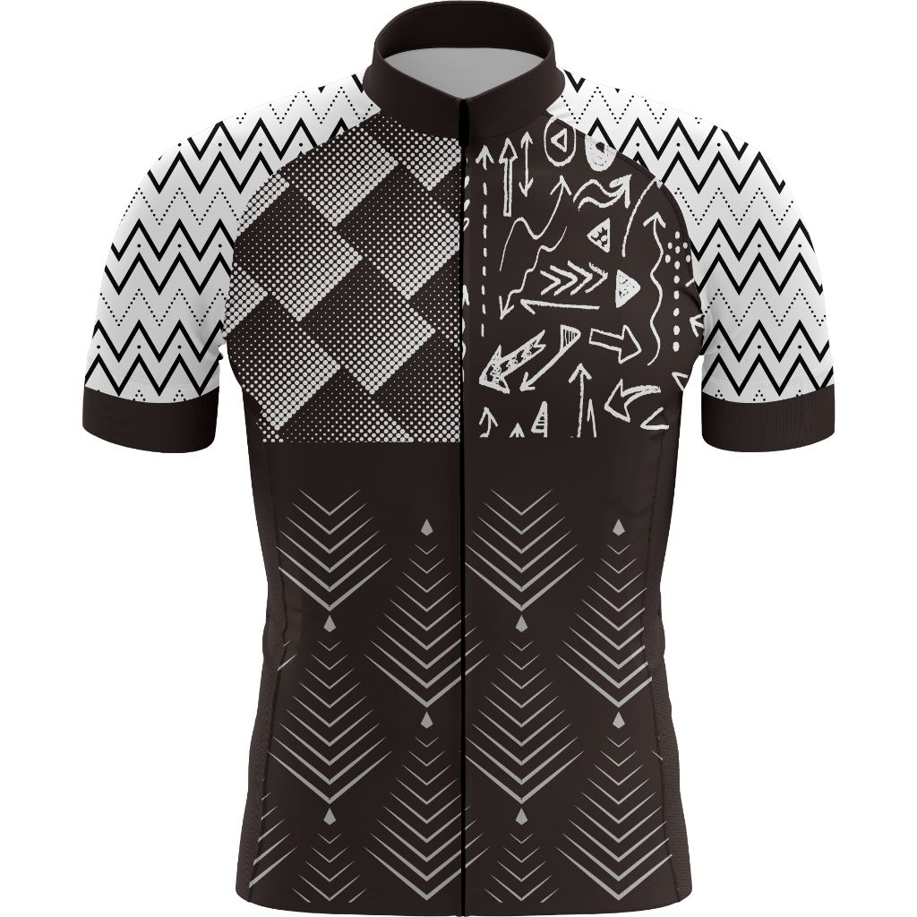Jersey Sepeda Road Bike Gradasi Hitam Putih