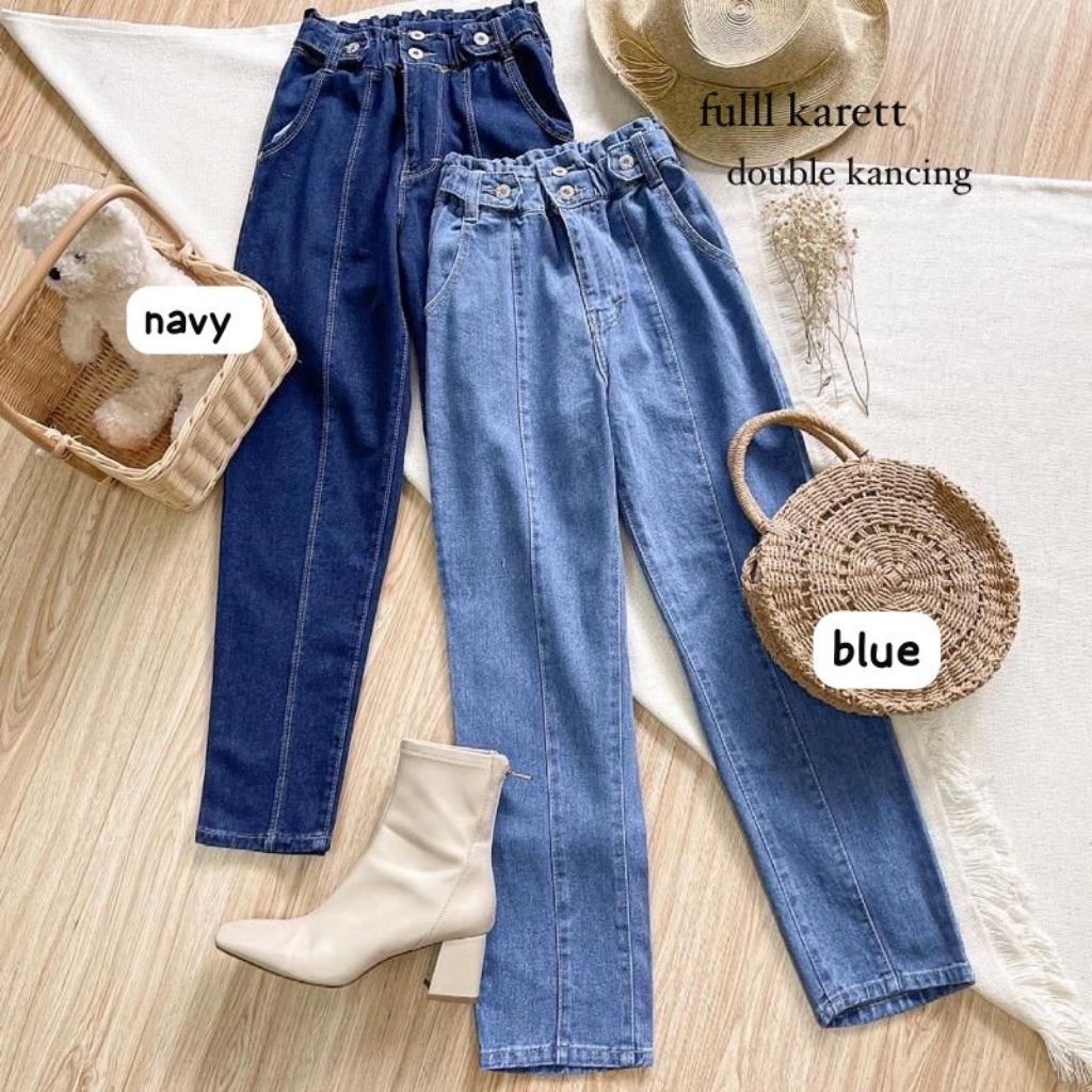 Jeans BF kancing full karet