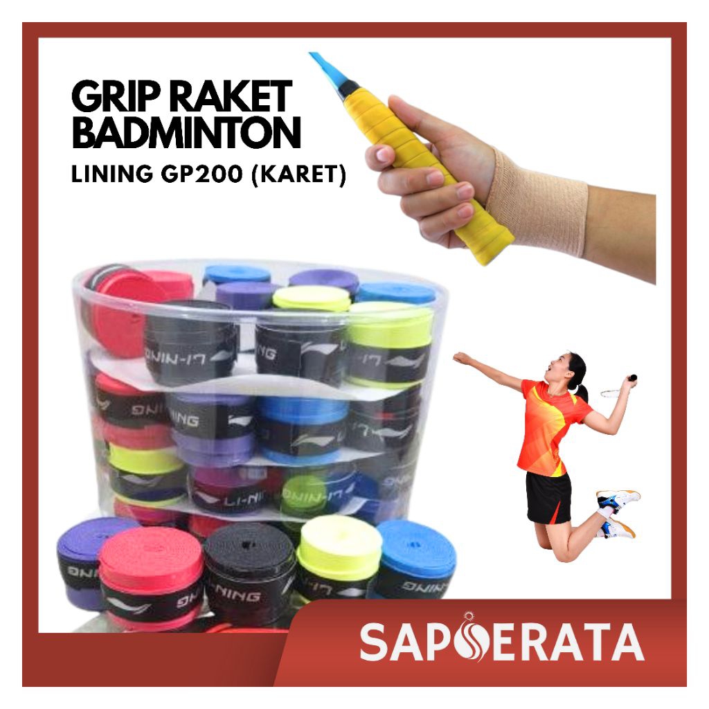 Grip Badminton Lining GP200 Grip Raket Bulutangkis Karet LINING Original