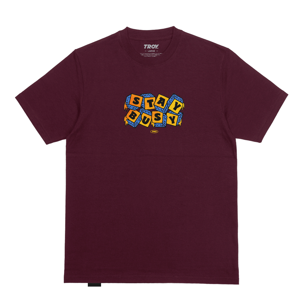 Troy Company Tshirt Maroon Eight Cube - Kaos Lengan Pendek Kaos Merah Maroon MTD 2415