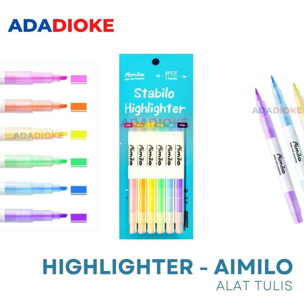 

Stabilo Aimilo Highlighter Stabilo Warna Pastel Isi 6 pcs Stabilo 2 Sisi Warna Warni
