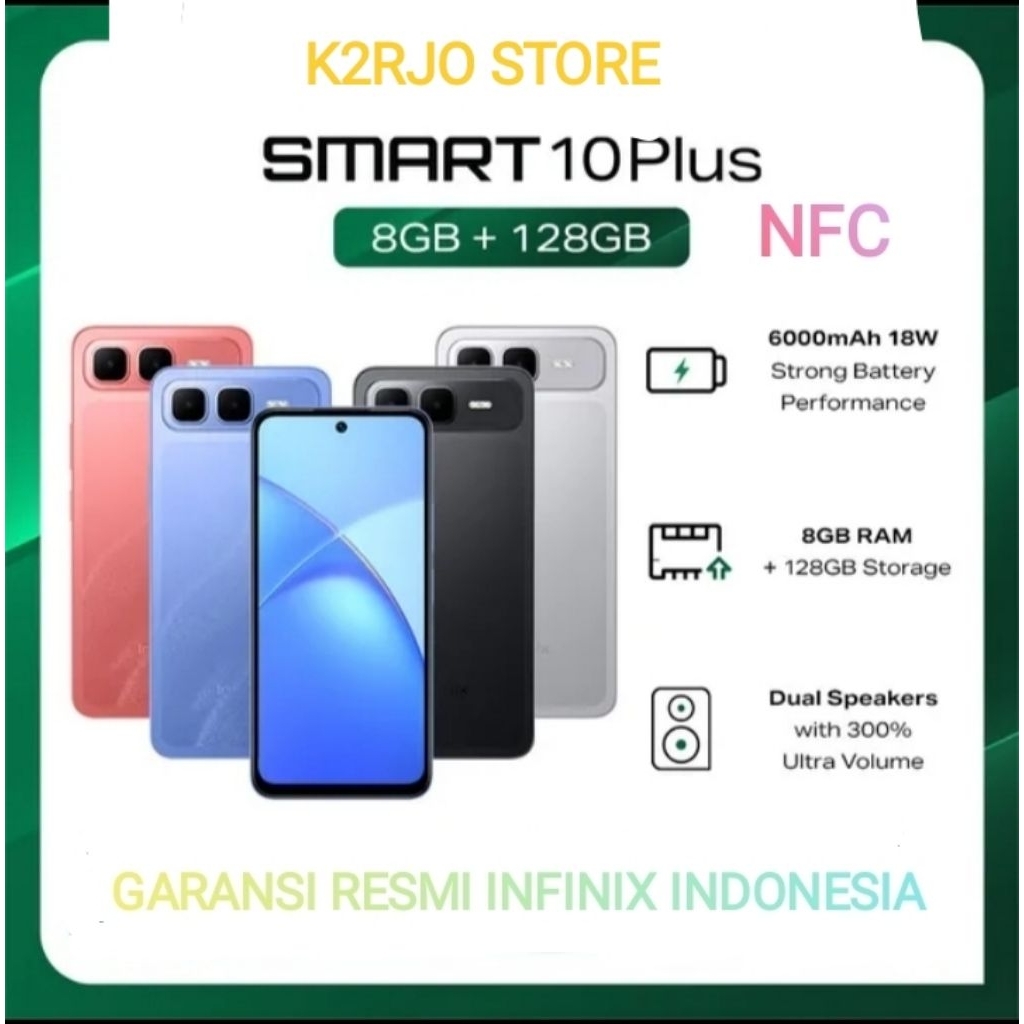 Infinix Smart 10 Plus NFC Ram 8/128GB BNIB Garansi Resmi