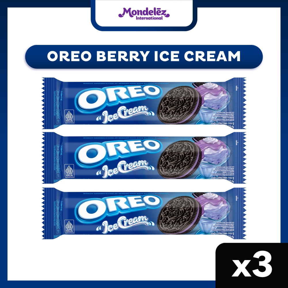 

OREO BERRY ICE CREAM 110.4G x 3 | Cookies Biskuit Cemilan Anak & Dewasa