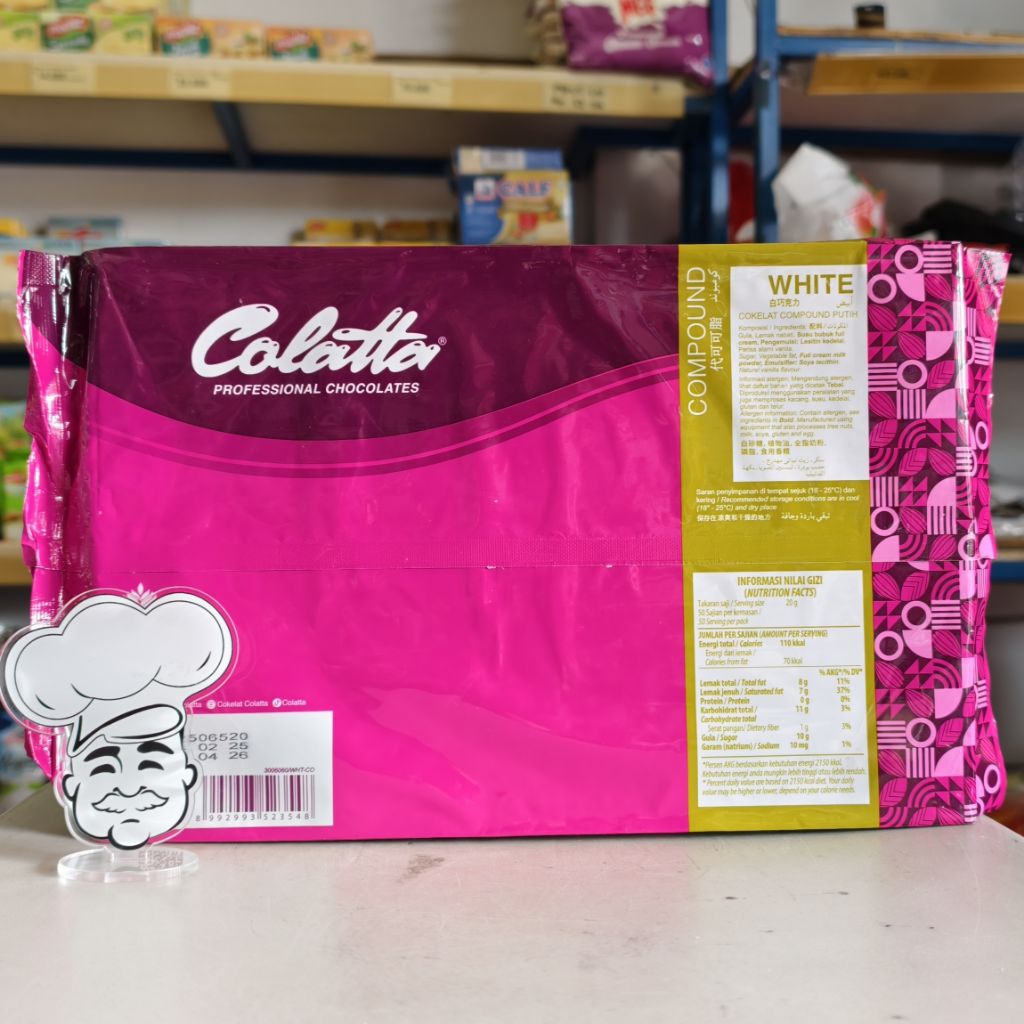 

Colatta White Chocolate Compound 1Kg / Coklat Putih Colatta 1Kg / White Compound Chocolate 1Kg