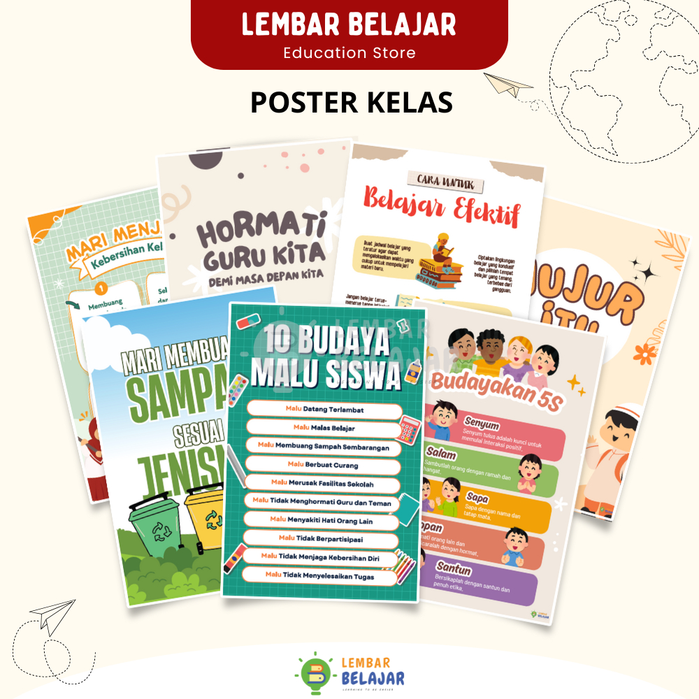 LEMBAR BELAJAR Poster Edukasi Hiasan Kelas Anti Bullying - Peraturan Kelas - Kata Motivasi