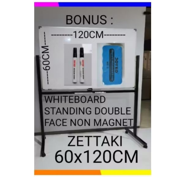 

PAPAN TULIS WHITEBOARD STANDING NON MAGNET DOUBLE FACE 60X120CM