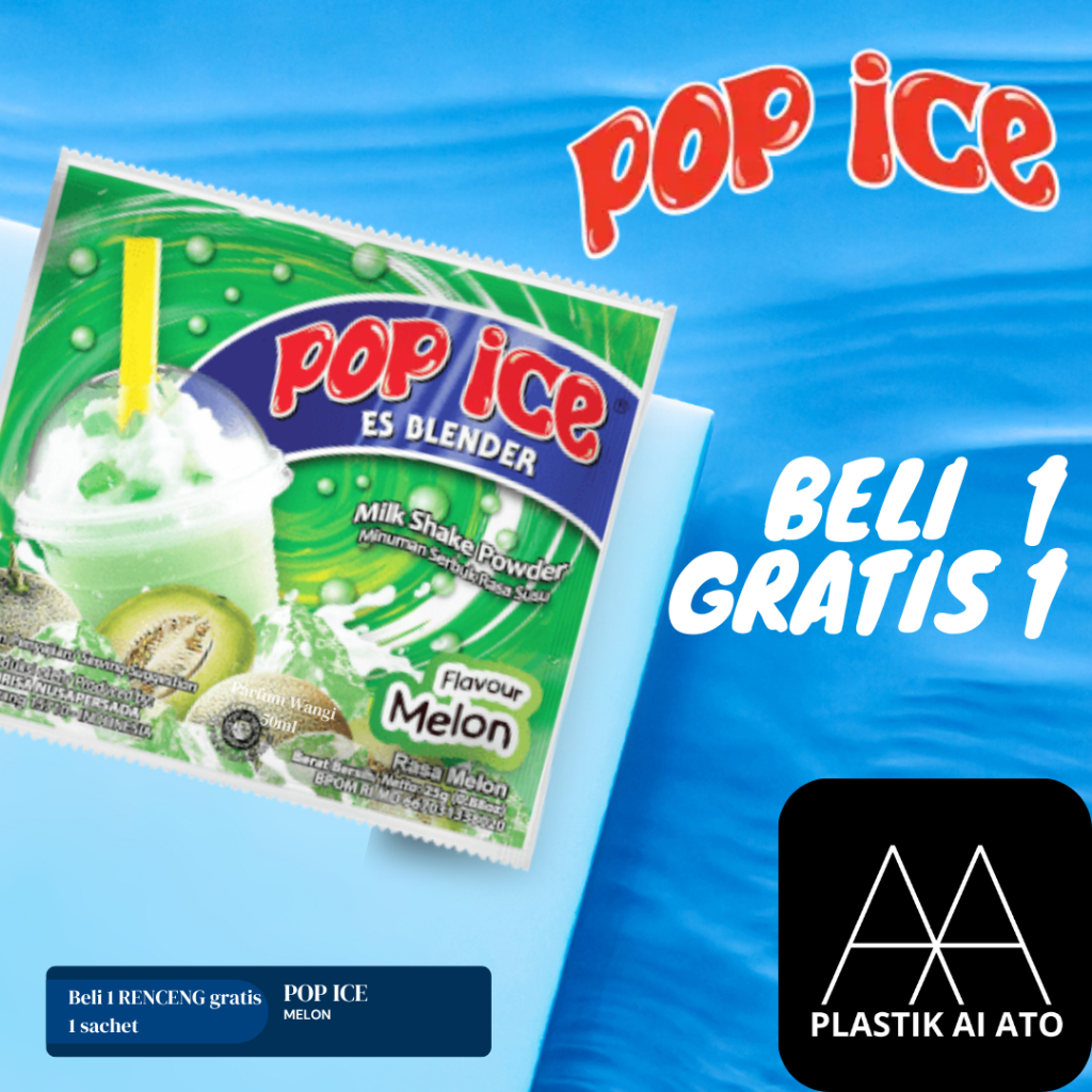 

Pop Ice Milk Shake Powder vanilla blue 25 Gr 10 Pcs BONUS SEDOTAN 10 PCS + PLASTIK 10 PCS